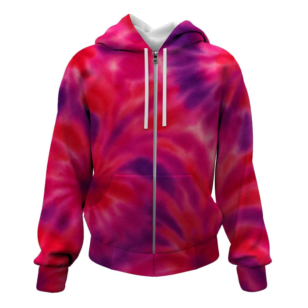 Berry Splash Tie-dye Zip Up Hoodie