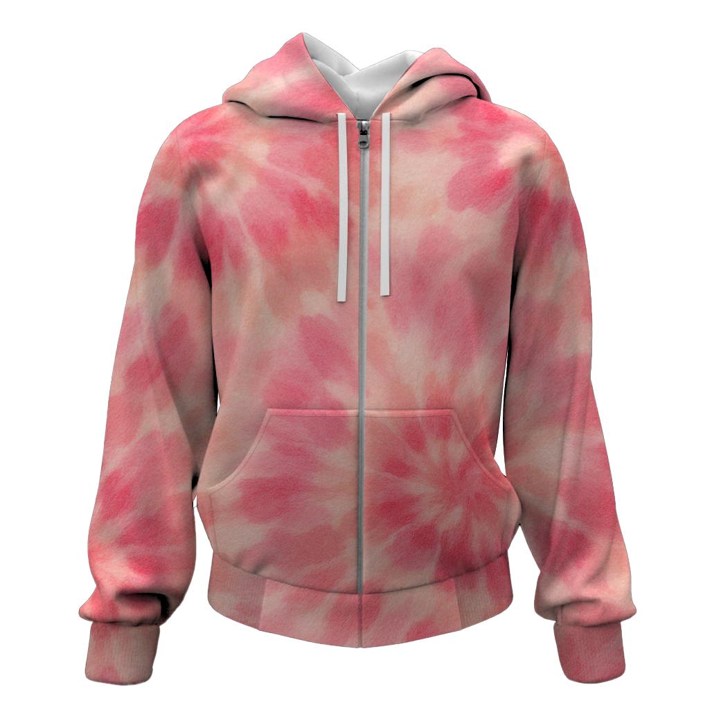 Raspberry Sorbet Tie-dye Zip Up Hoodie