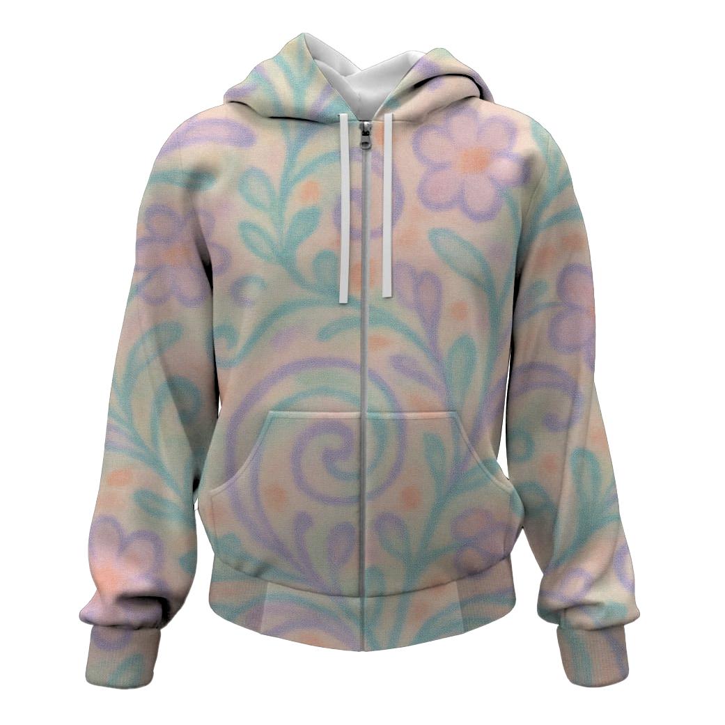 Whimsical Fairy Garden Zip Up Hoodie