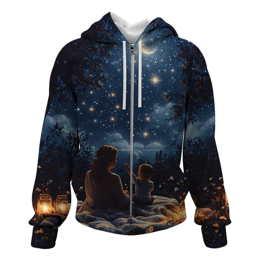 The Eternal Bond A Mothers Love Written in Stars Zip Up Hoodie
