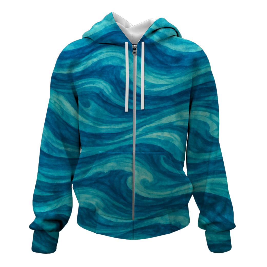 Majestic Ocean Wave Zip Up Hoodie