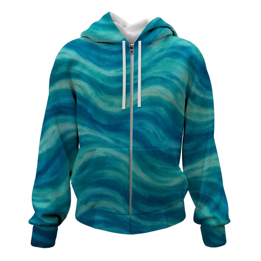 Ocean Wave Tie-dye Zip Up Hoodie