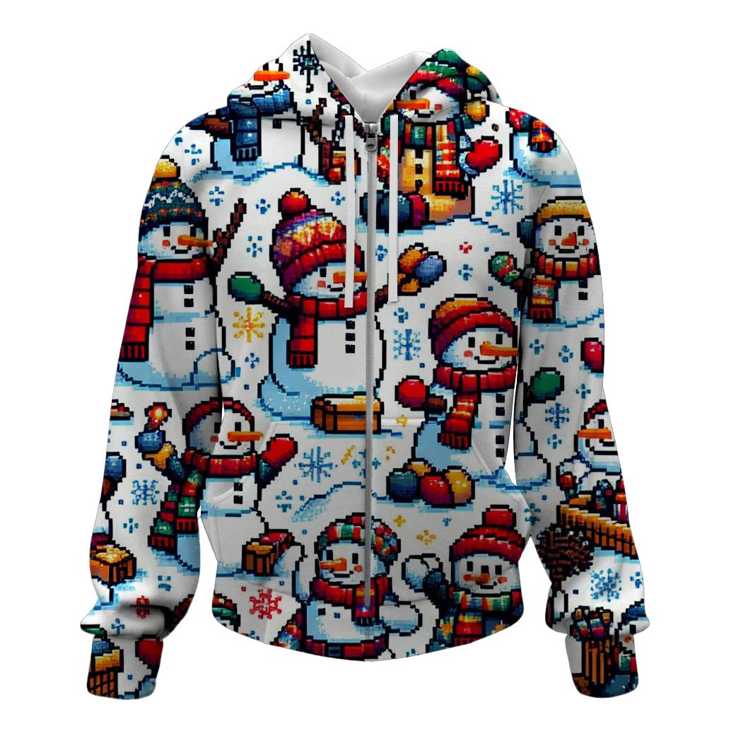 Whimsical Snowman Wonderland Design Zip Up Hoodie