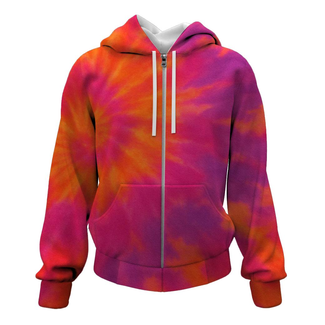 Electric Sunset Tie-dye Zip Up Hoodie
