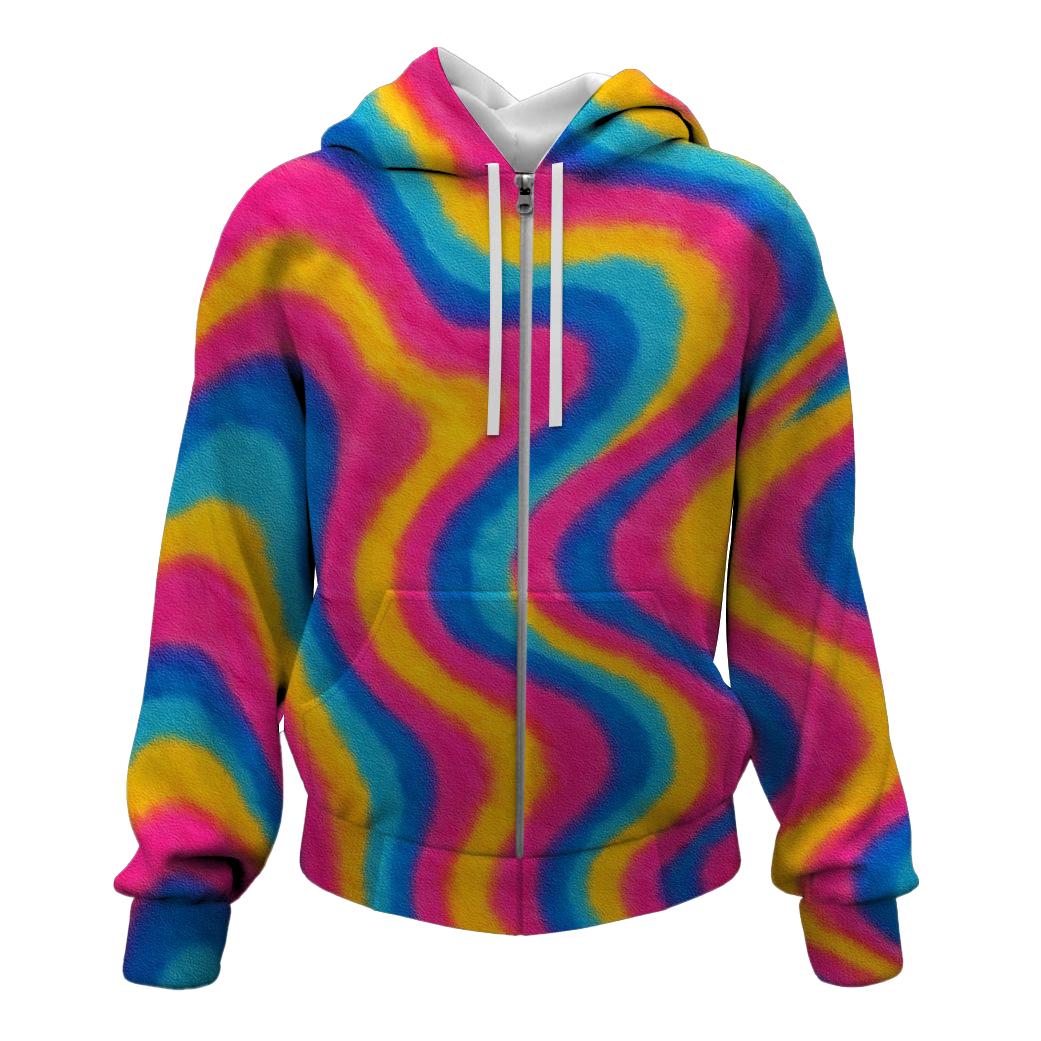 Retro Wave Tie-Dye Zip Up Hoodie