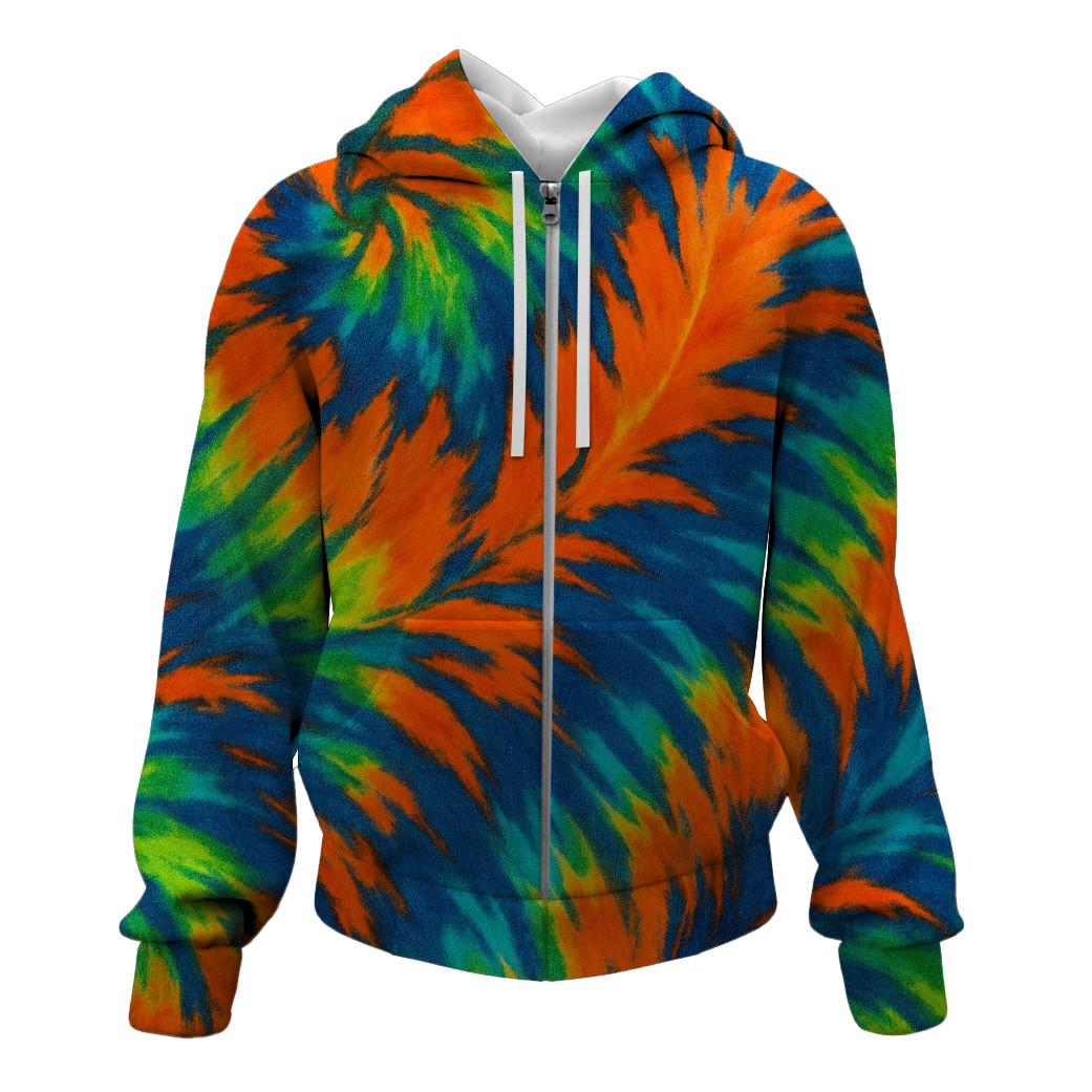 Electric Jungle Tie-Dye Zip Up Hoodie