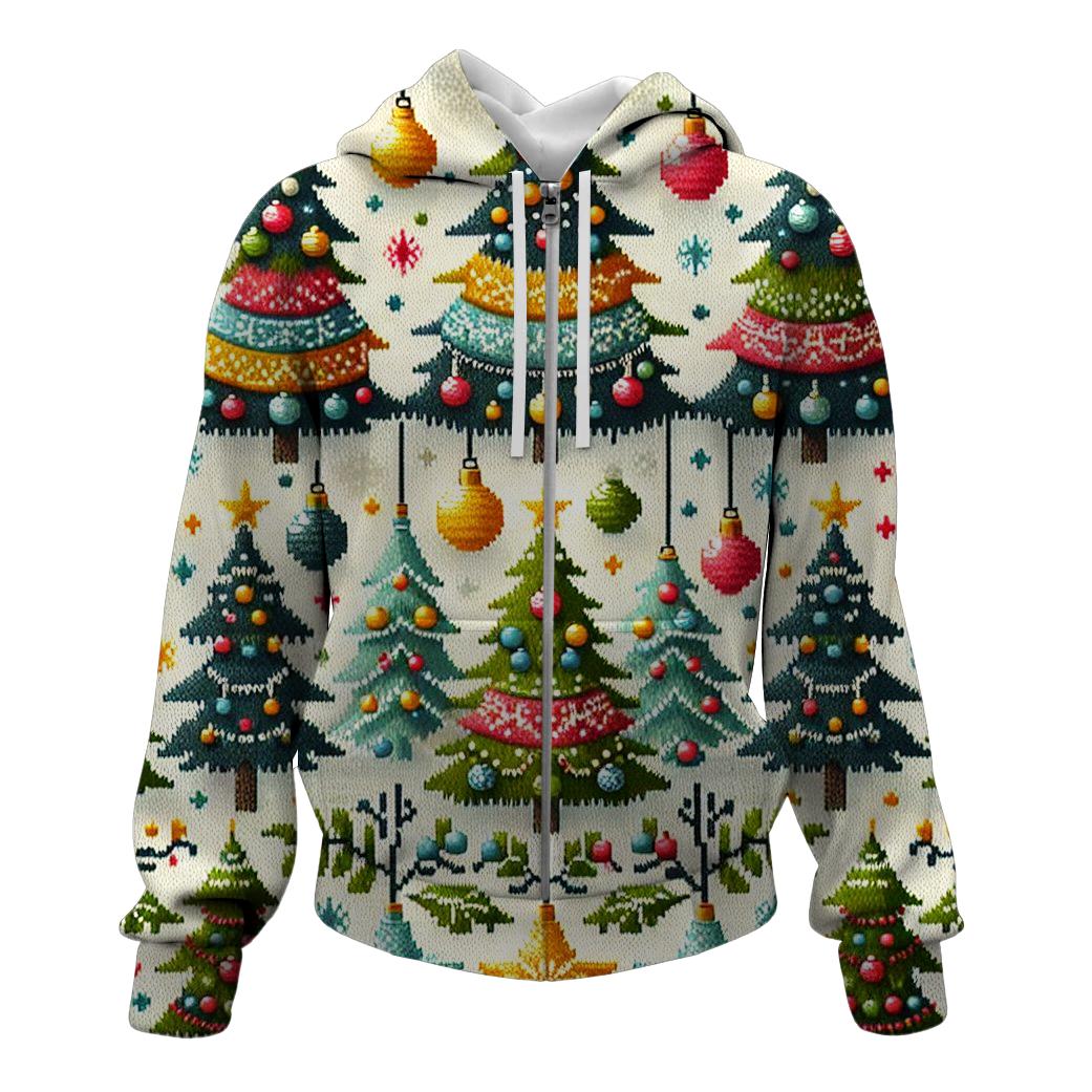 Cheerful Christmas Tree Showcase Design Zip Up Hoodie
