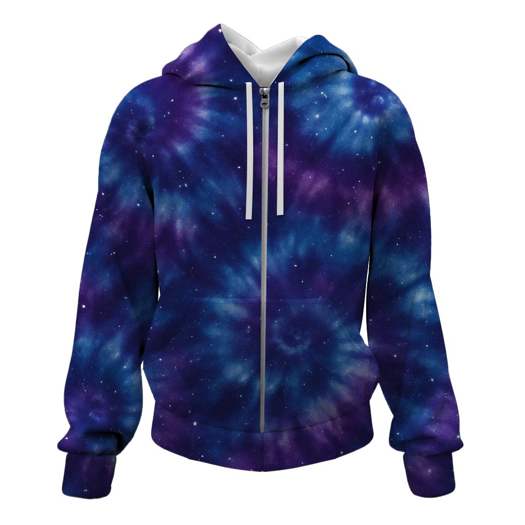 Galactic Fusion Tie-Dye Zip Up Hoodie