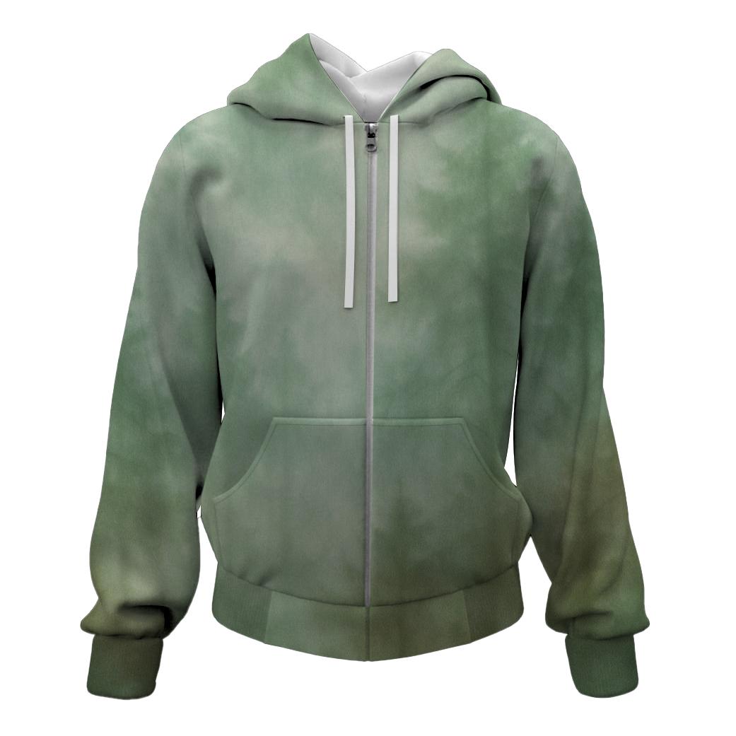 Misty Forest Tie-dye Zip Up Hoodie