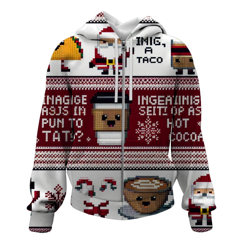 Happy Holiday Puns Design Zip Up Hoodie