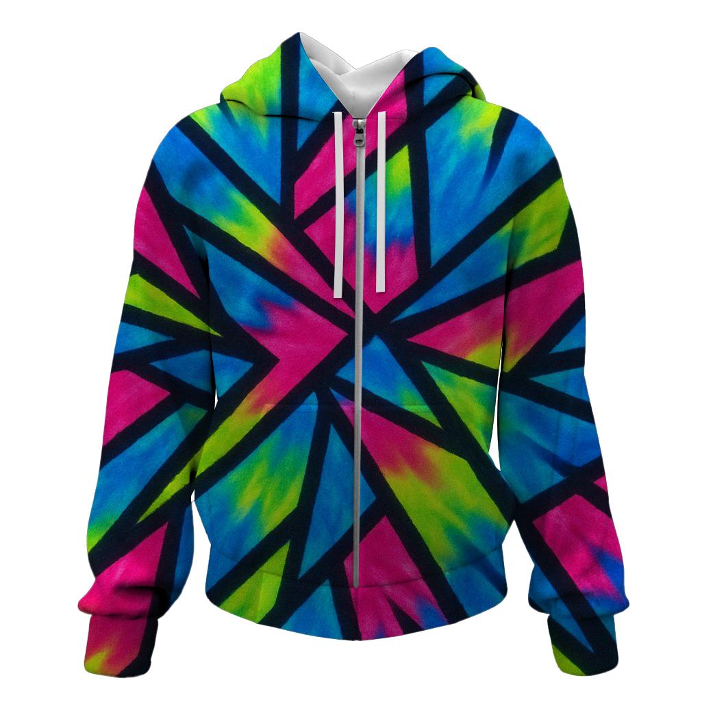 Electric Prism Burst Zip Up Hoodie
