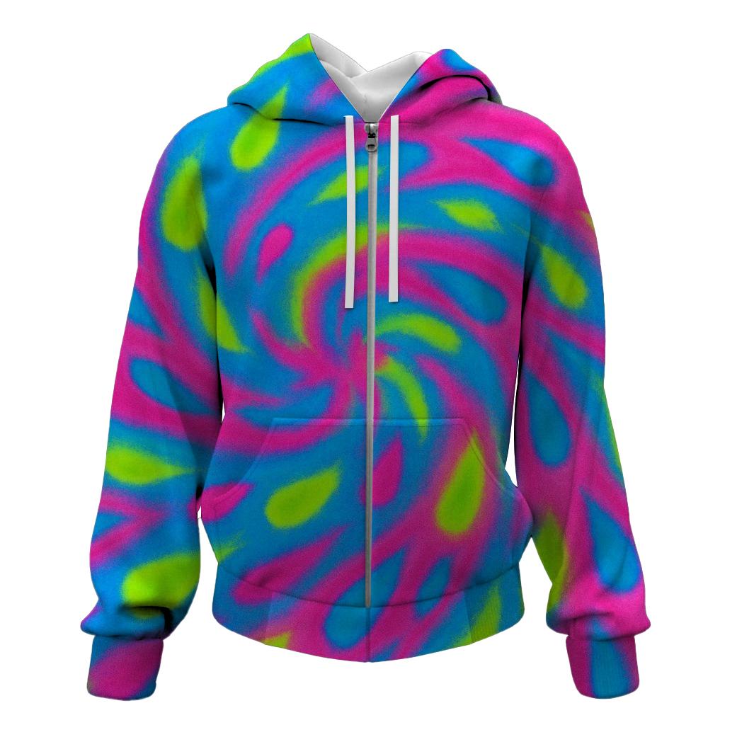 Electric Neon Rainfall Zip Up Hoodie