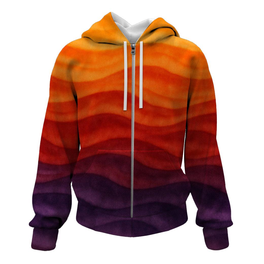 Flaming Sunset Waves Hoodie