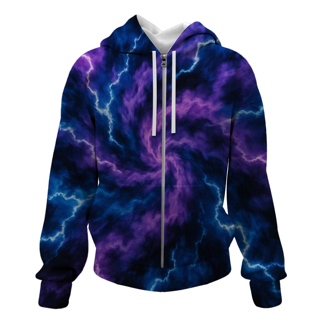 Electric Storm Tie-dye Zip Up Hoodie