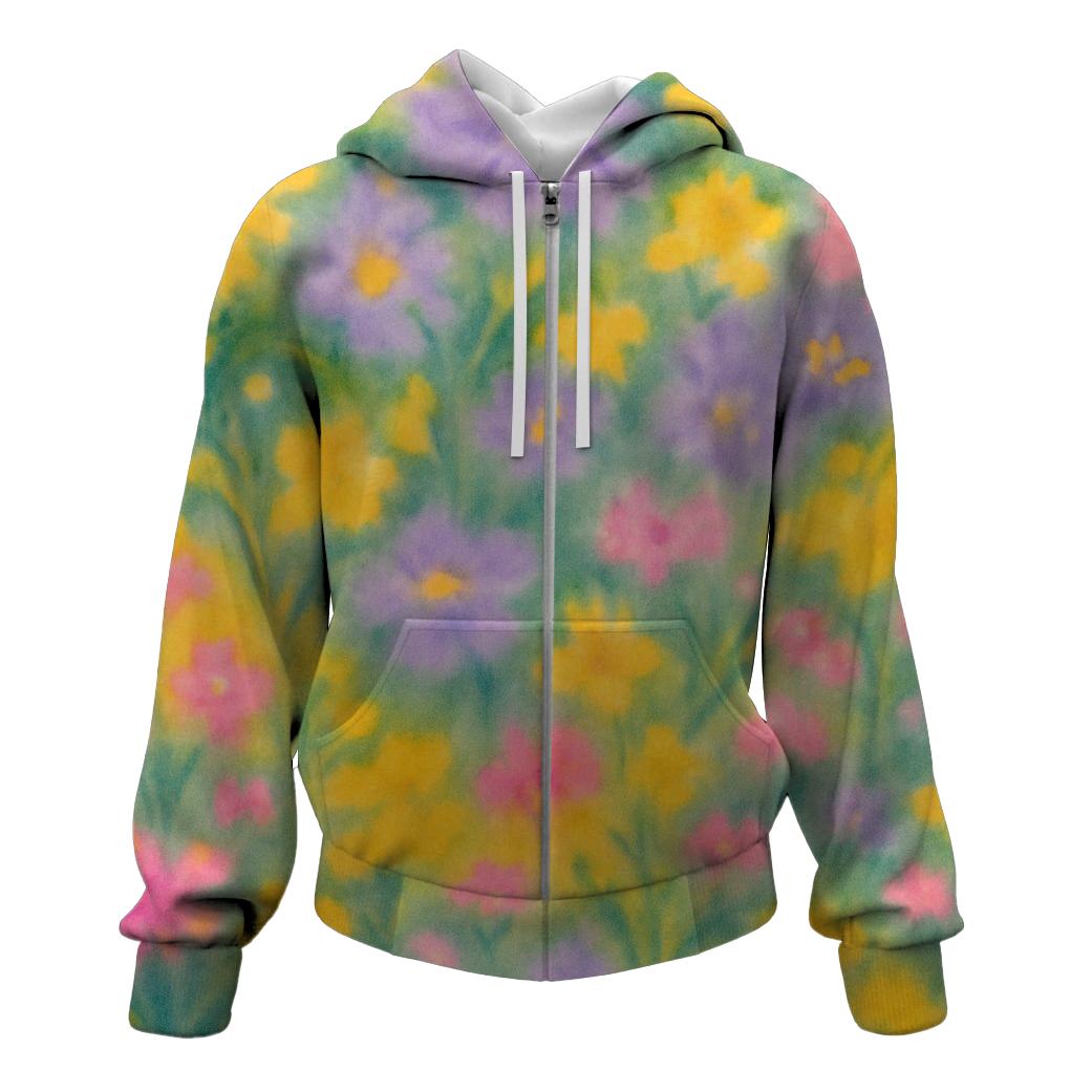 Wildflower Meadow Design Zip Up Hoodie