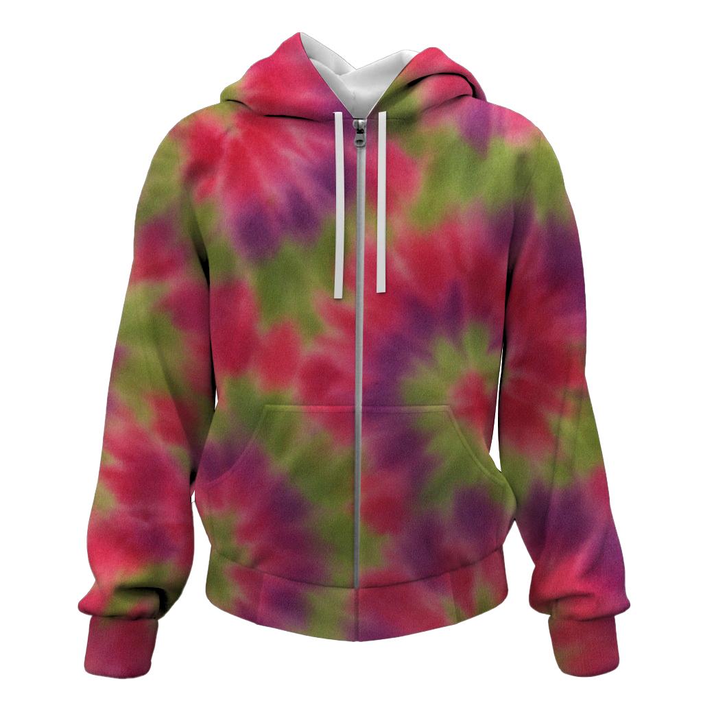 Wild Berry Bliss Tie-dye Zip Up Hoodie