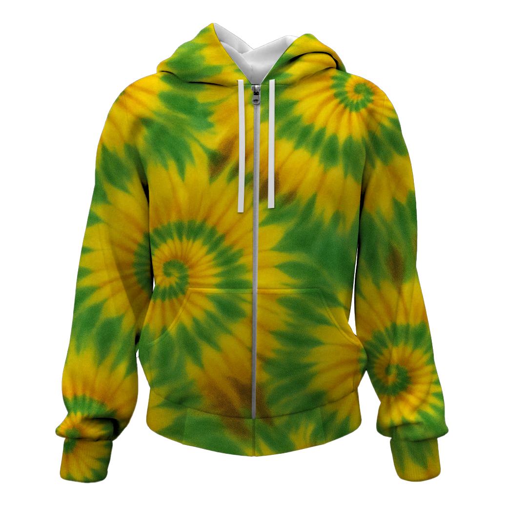 Sunflower Fields Tie-Dye Zip Up Hoodie