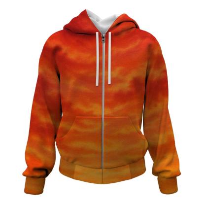 Crimson Sunset Splash Zip Up Hoodie