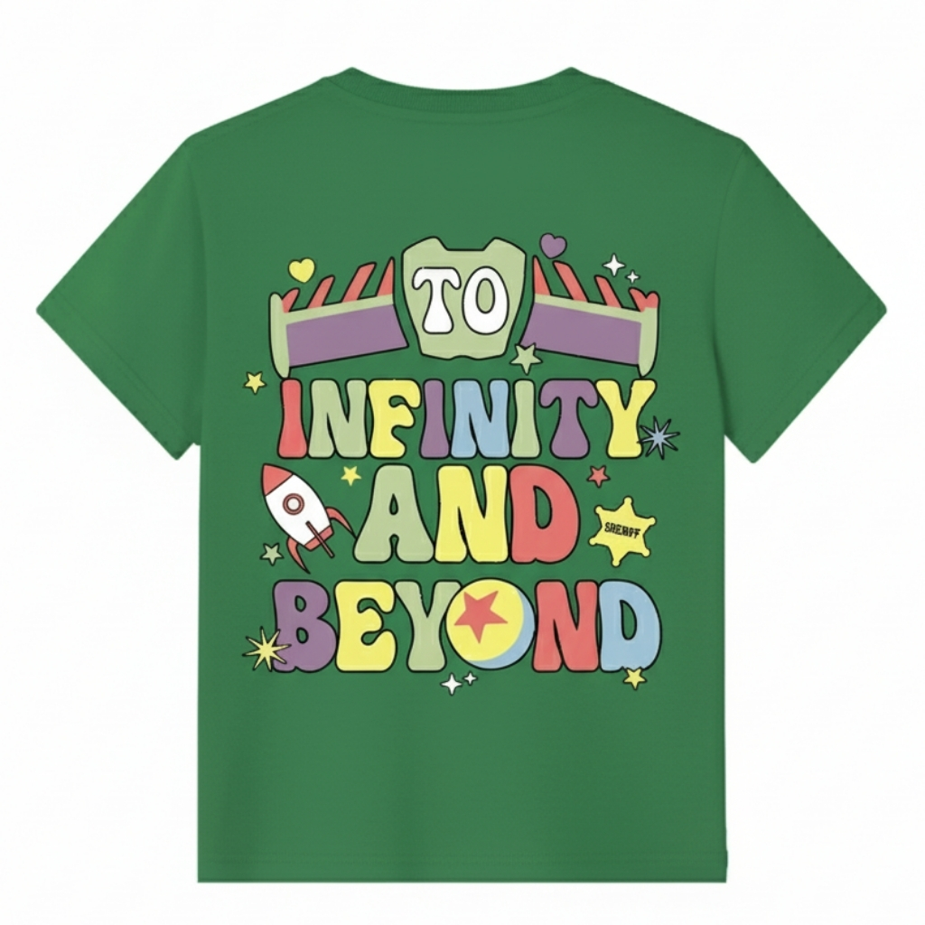  INFINITY AND BEYOND Printed Cartoon Print T Shirt