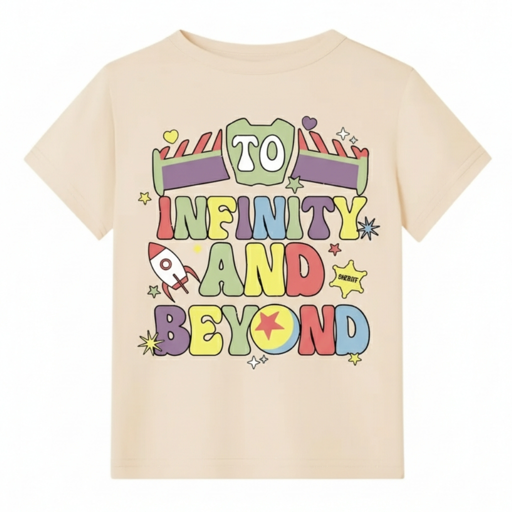  INFINITY AND BEYOND Printed Cartoon Print T Shirt
