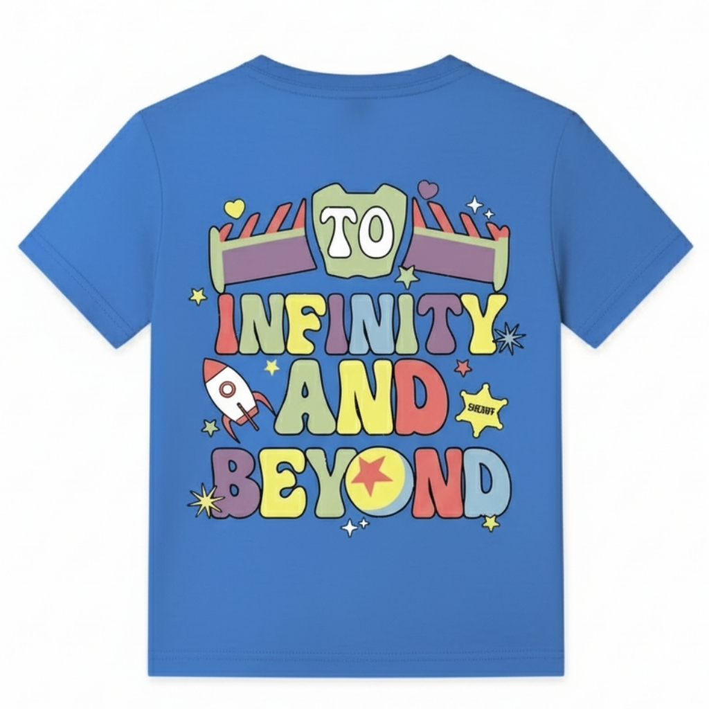 INFINITY AND BEYOND Printed Cartoon Print T Shirt