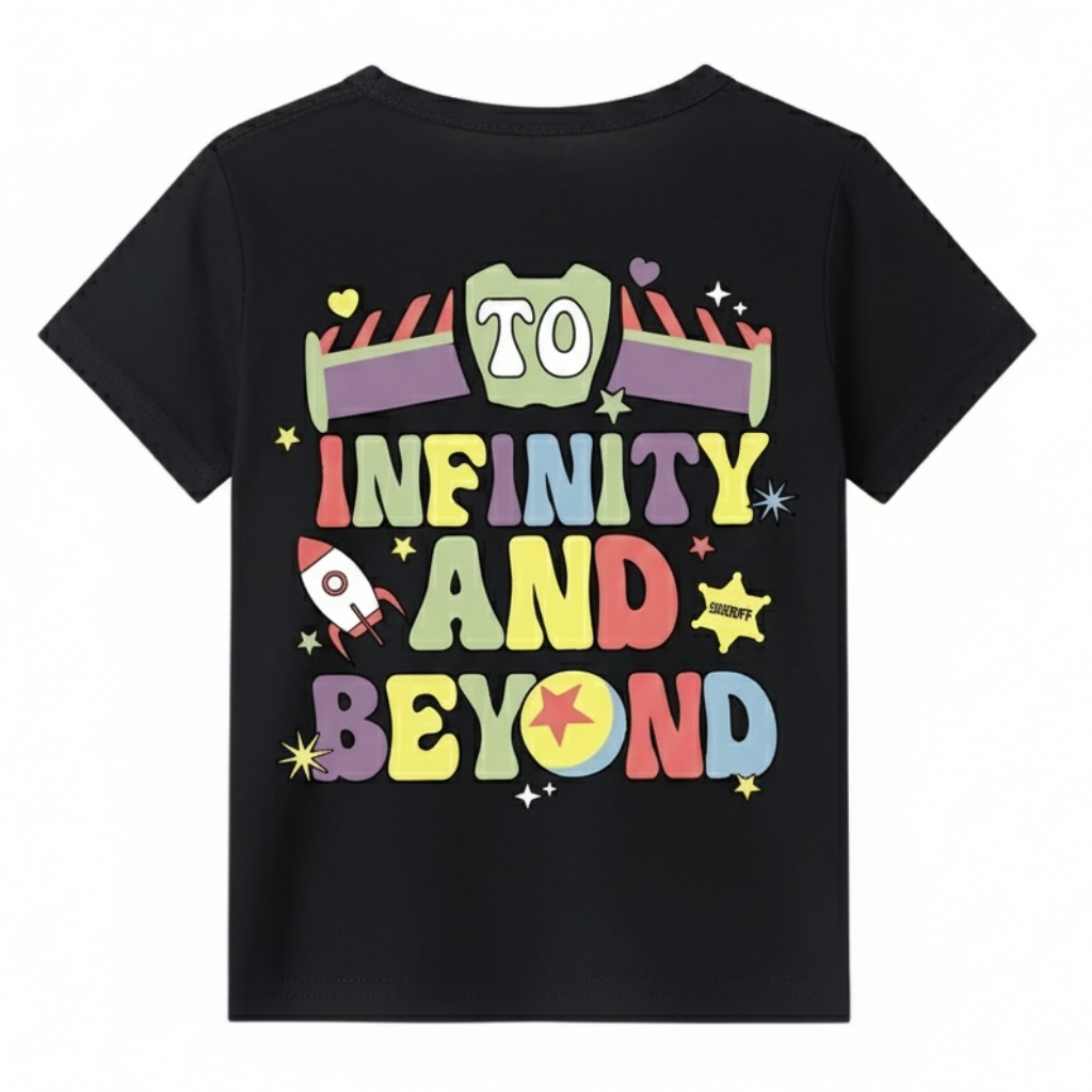  INFINITY AND BEYOND Printed Cartoon Print T Shirt
