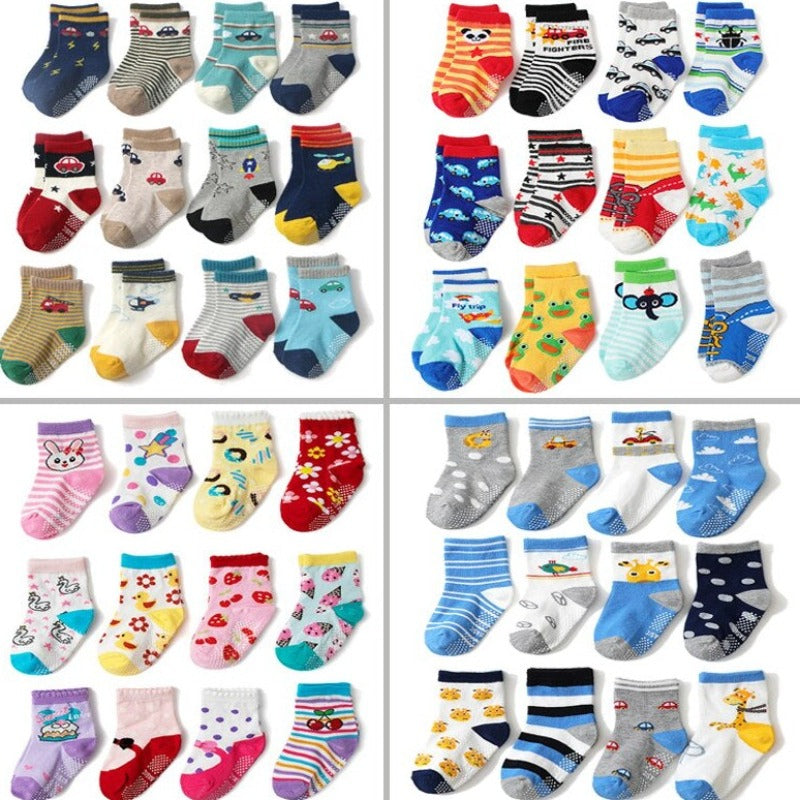 12 Pairs Non-Slip Autumn Winter Baby Socks Set-Children Cloth Shop
