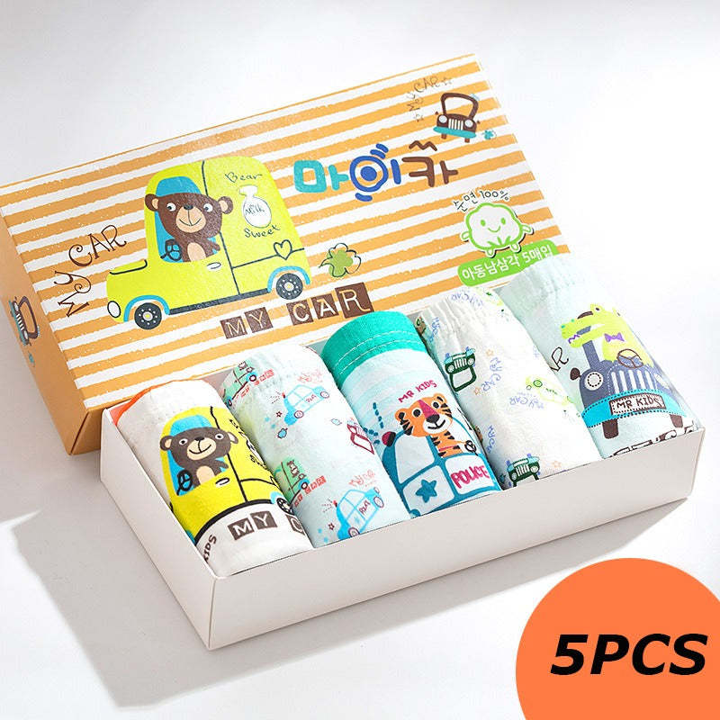 5Pcs Cartoon Print Soft Underpants For Kids-Children Cloth Shop