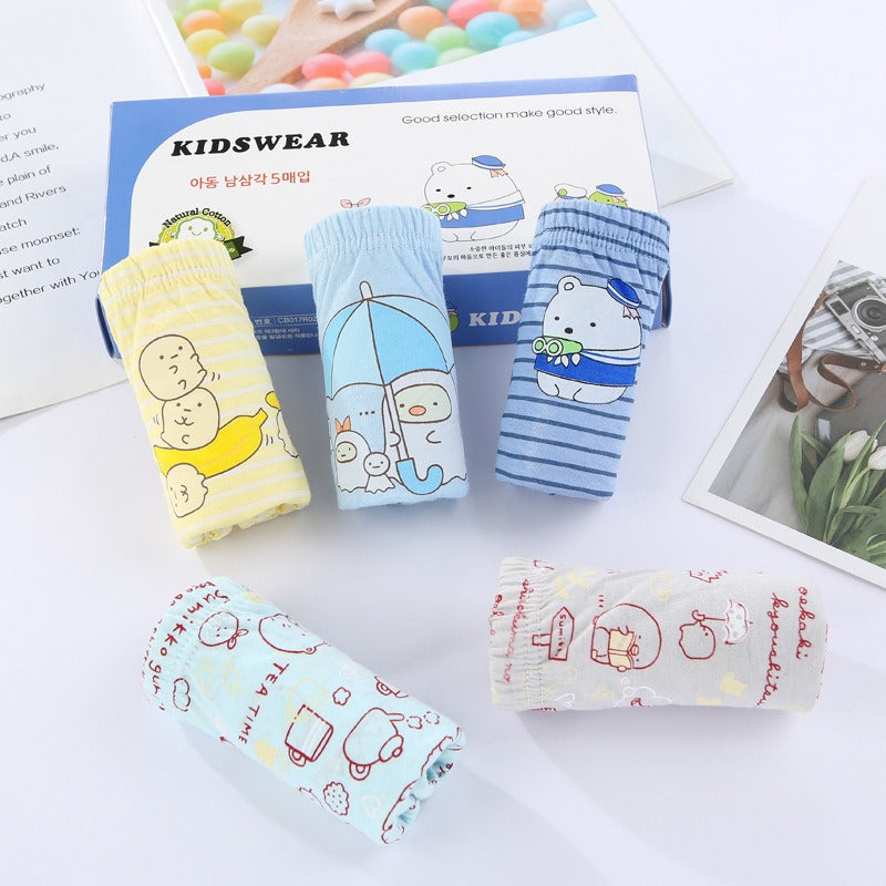 5Pcs Cartoon Print Soft Underpants For Kids-Children Cloth Shop