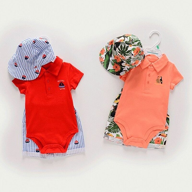 3Pcs Casual Infant Outfit With Hat-Children Cloth Shop