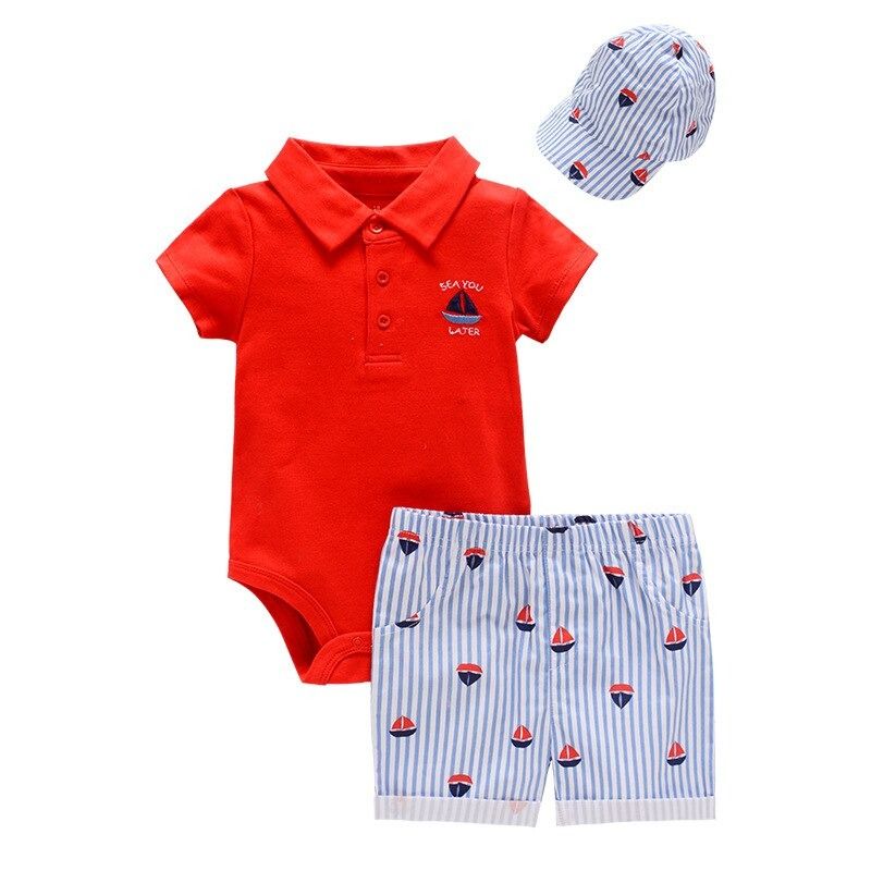3Pcs Casual Infant Outfit With Hat-Children Cloth Shop