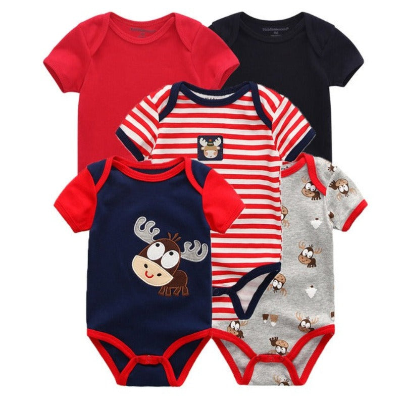 5Pcs Multicolor Unicorn Girls Bodysuit Sets-Children Cloth Shop