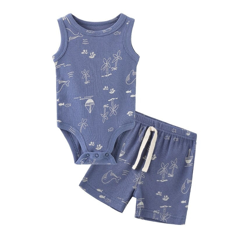 Sleeveless Bodysuit & Elastic Pants Set For Toddlers-Children Cloth Shop