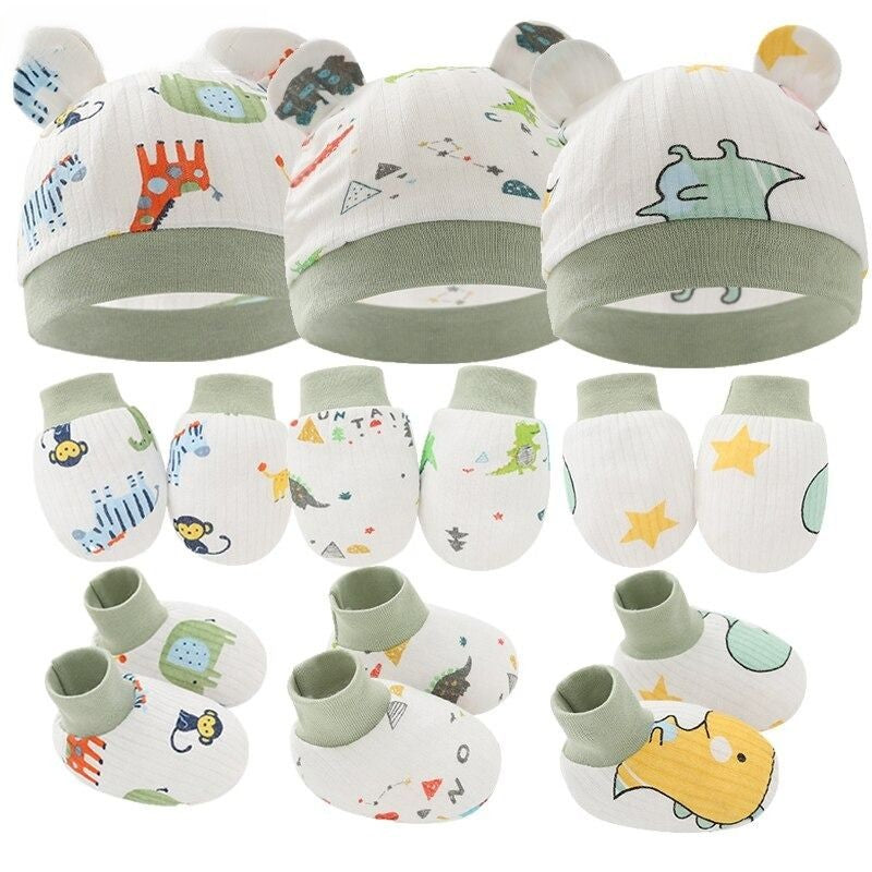 New Born Baby 3 Pcs Hat, Gloves And Foot Cover Set-Children Cloth Shop