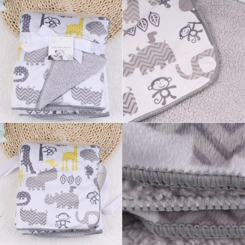 Double Layer Cartoon Printed Baby Blanket-Children Cloth Shop