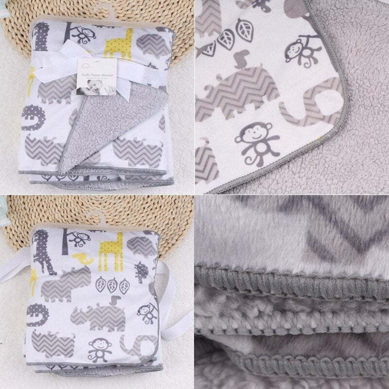 Double Layer Cartoon Printed Baby Blanket-Children Cloth Shop