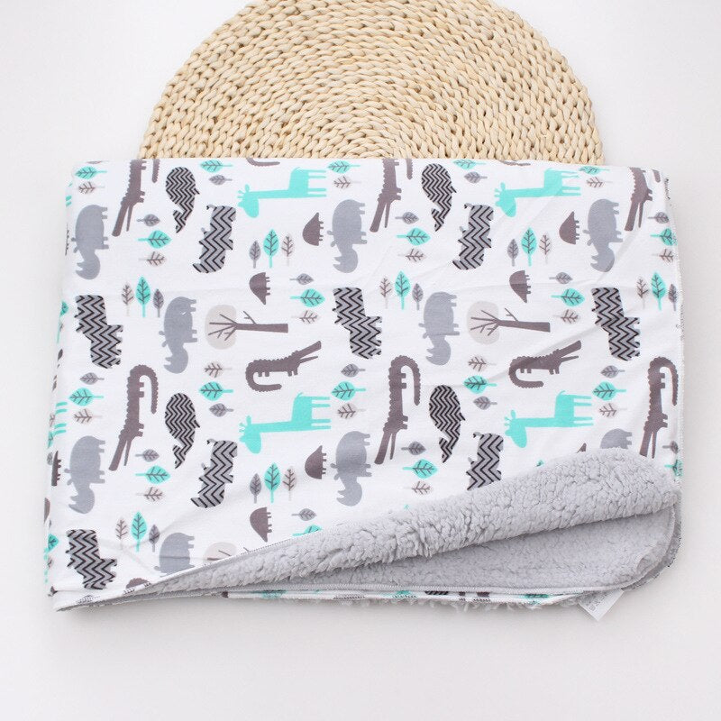Double Layer Cartoon Printed Baby Blanket-Children Cloth Shop