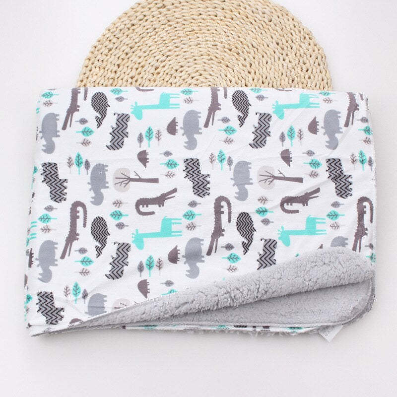 Double Layer Cartoon Printed Baby Blanket-Children Cloth Shop