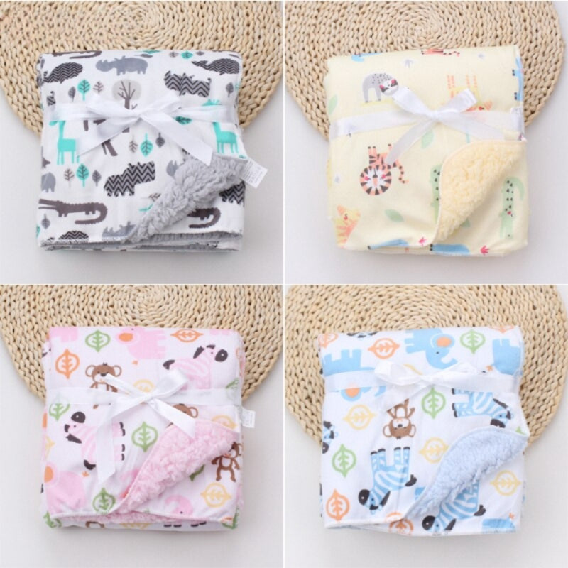 Double Layer Cartoon Printed Baby Blanket-Children Cloth Shop
