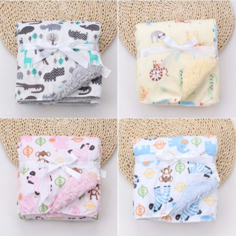 Double Layer Cartoon Printed Baby Blanket-Children Cloth Shop