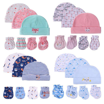 Newborn Unisex Cotton Hats And Gloves Sets-Children Cloth Shop