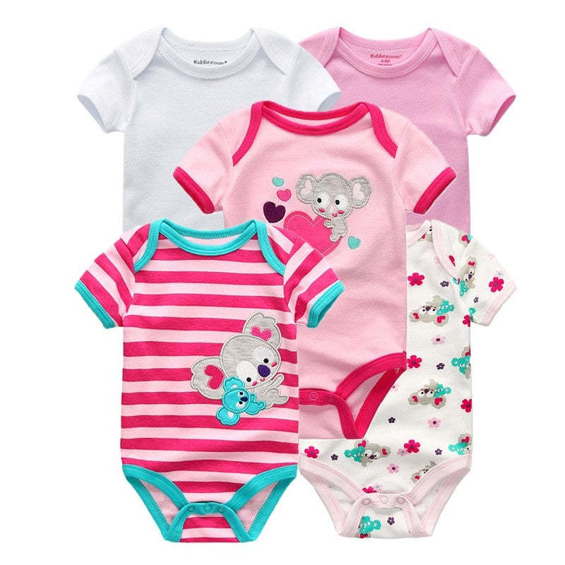 5Pcs Multicolor Unicorn Girls Bodysuit Sets-Children Cloth Shop