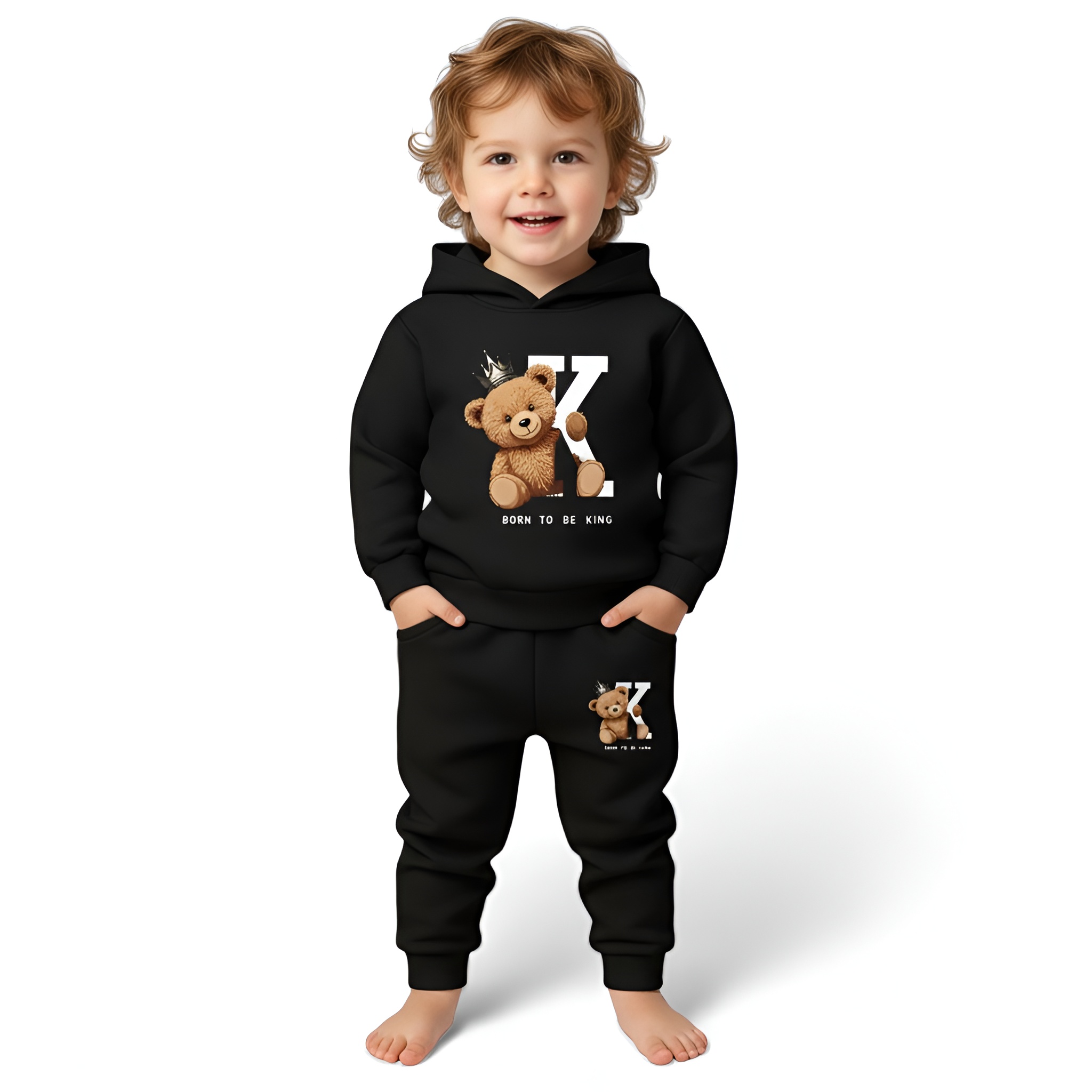 Spring And Autumn Baby Boy Cartoon Bear Letter Printed Hoodie