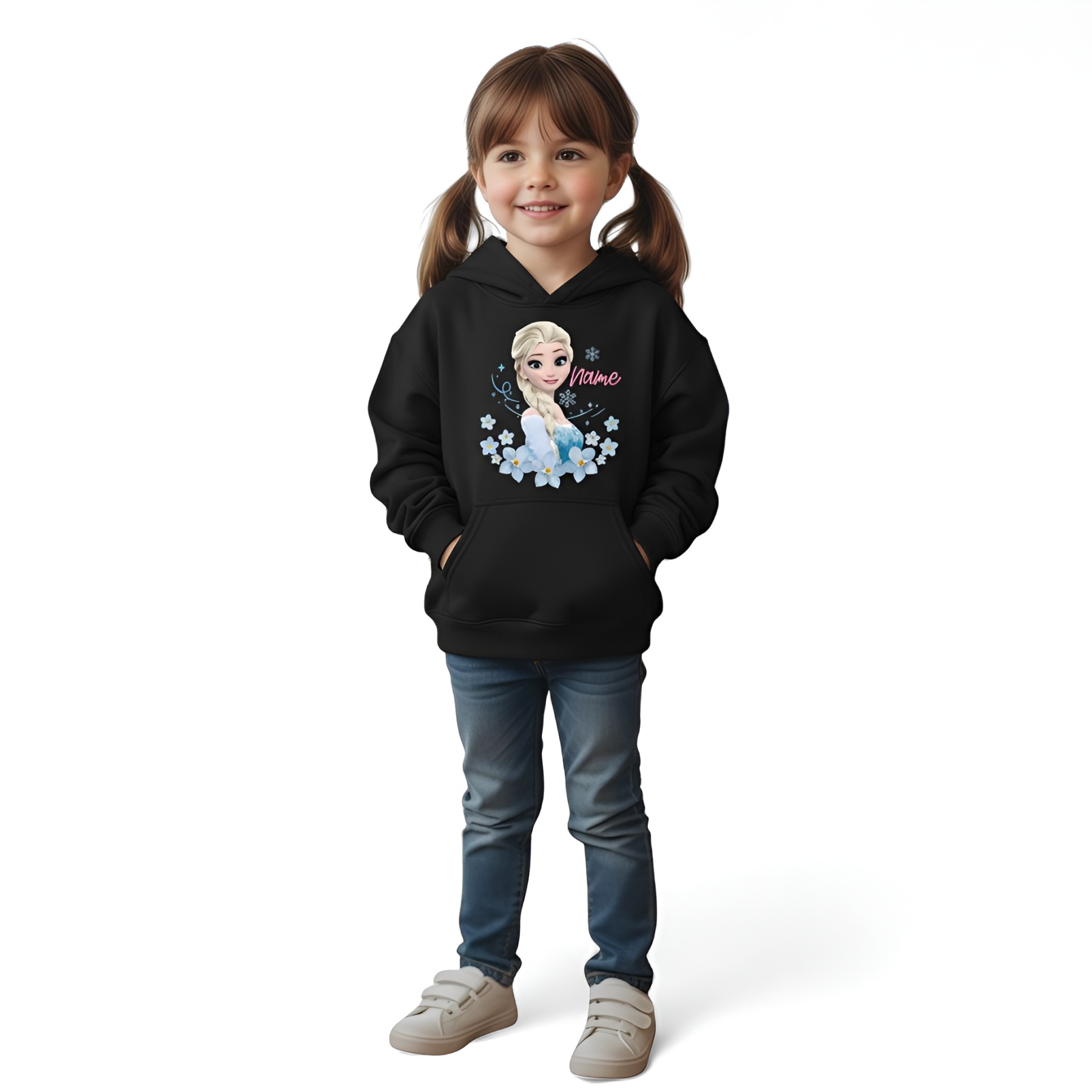 Princess Elsa Printed Girls Casual Hoodie
