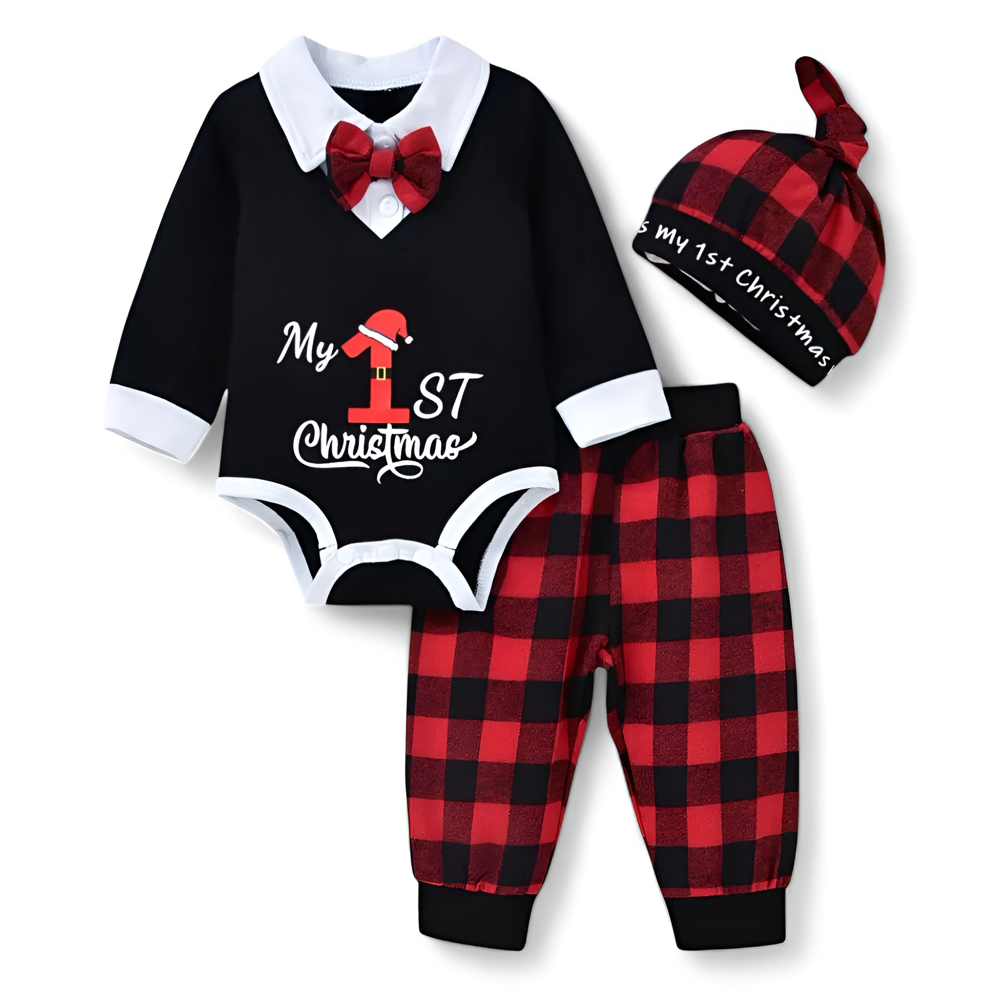 Boys Bow Tie Jumpsuit And Plaid Pants