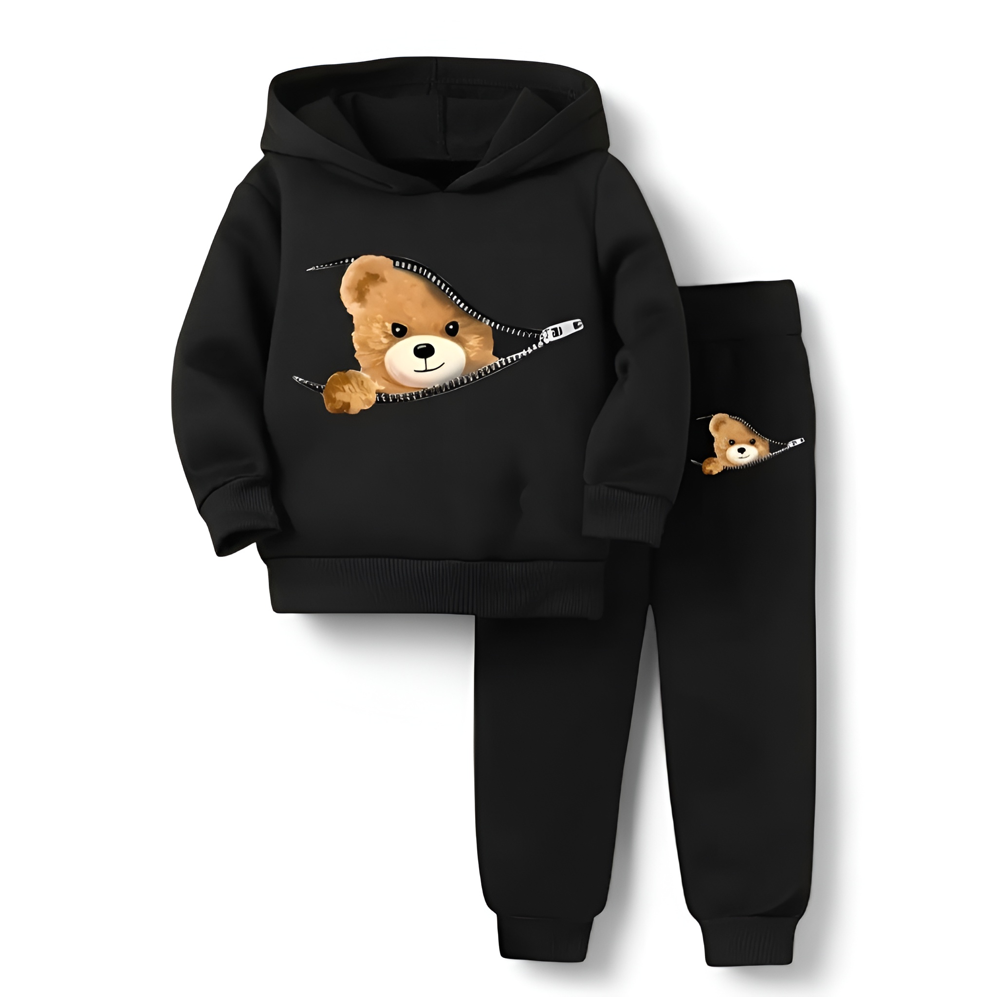 Boys Cartoon Bear Hoodie And Pants Set