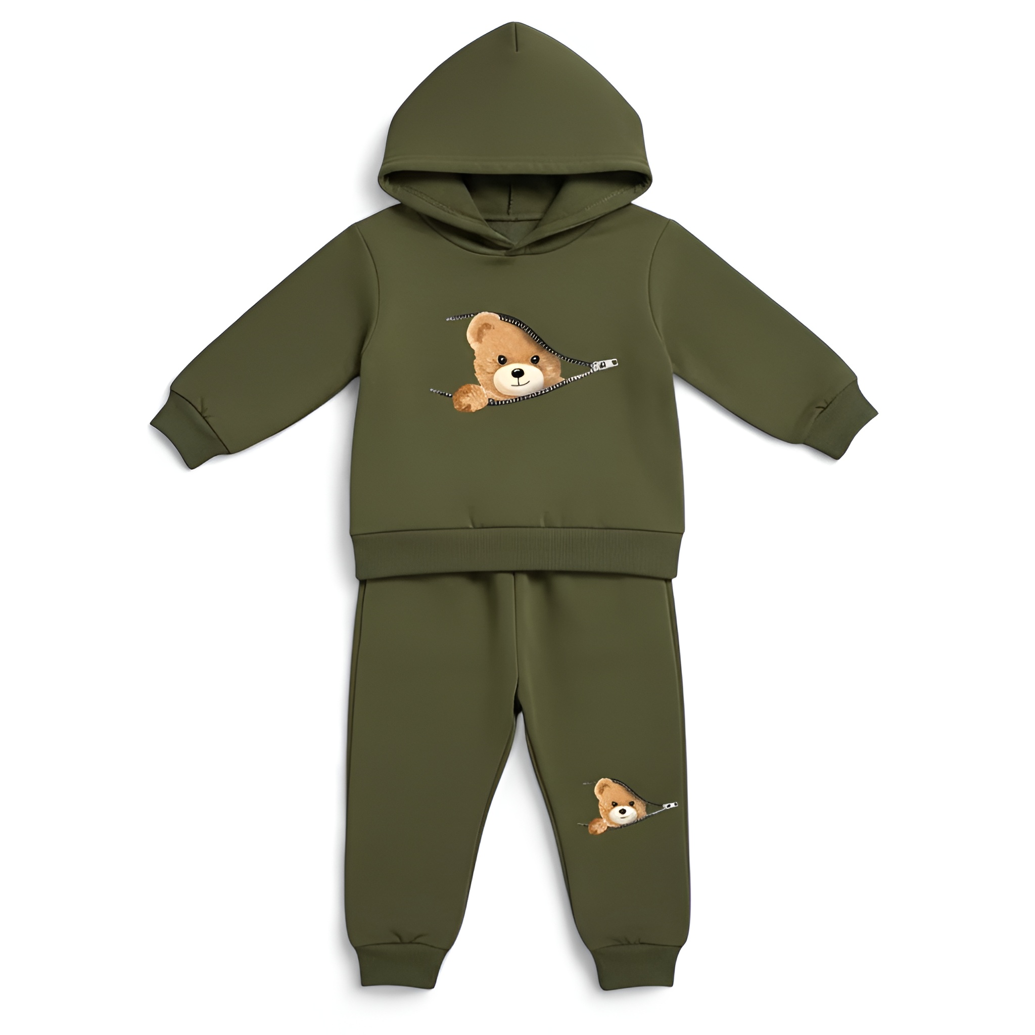 Autumn Baby Boy Cartoon Bear Print Hoodie Sweatshirt