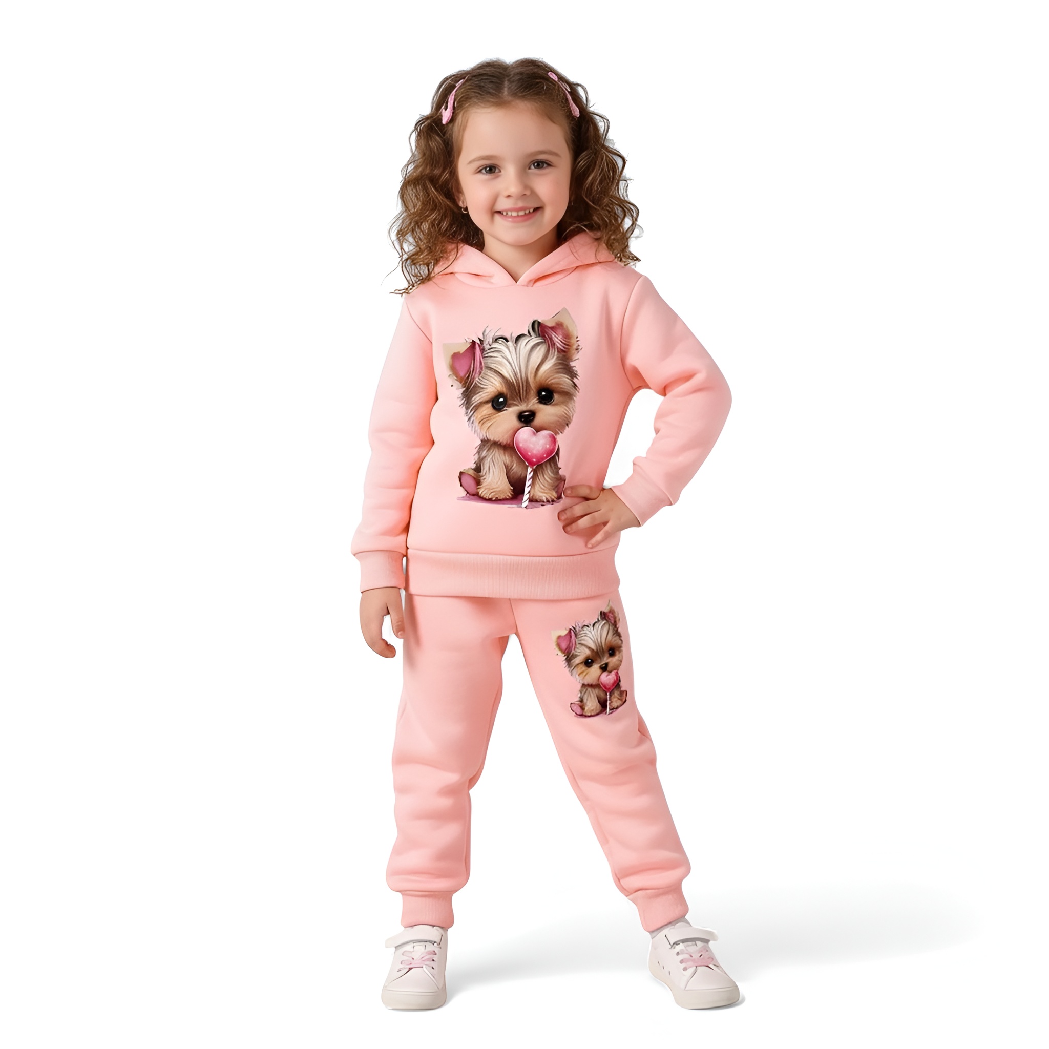 Spring And Autumn Baby Cartoon Print Hooded Fleece Long Sleeve Sweatshirt