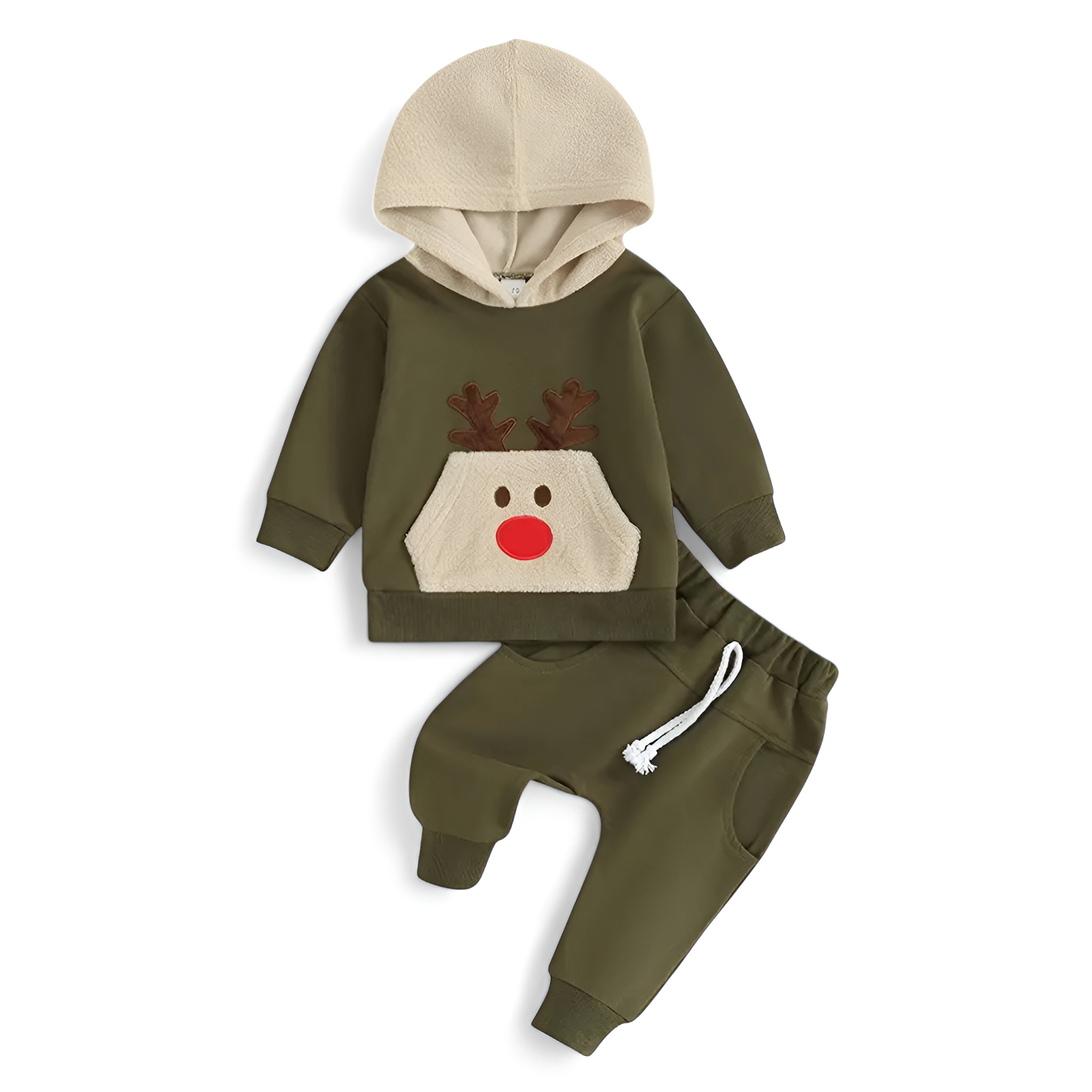 Christmas Long Sleeve Hooded Sweatshirt And Elk Pants Set
