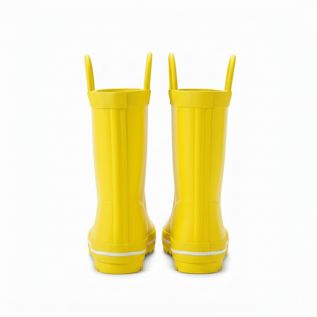 Kids Waterproof Rubber Rain Boots With Easy On Handles